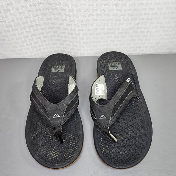 Reef Mens Black Synthetic Flip Flops Size 8/9 - Picture 1 of 7